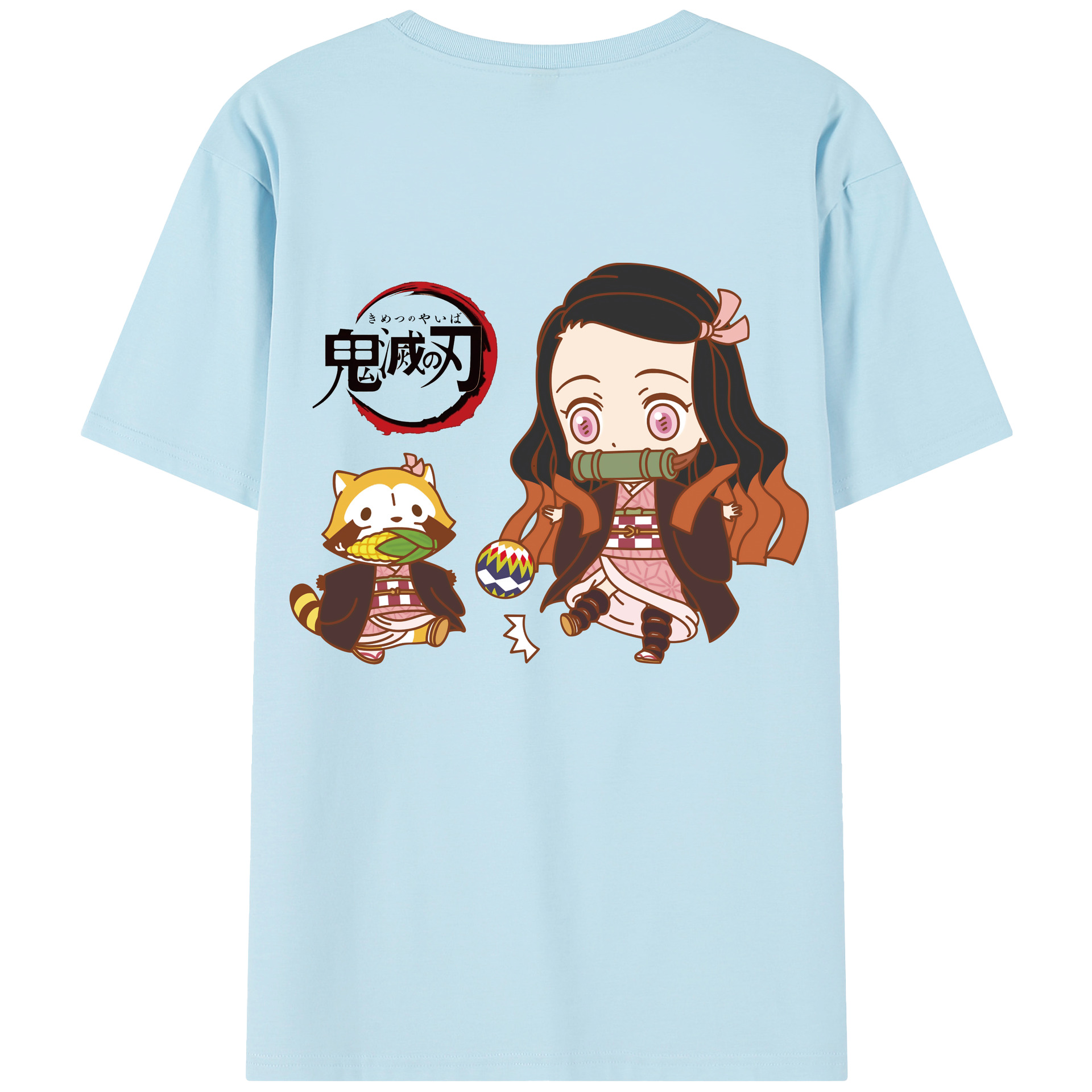 （画像用） 鬼滅の刃（きめつのやいば）竈門 禰󠄀豆子／かまど ねずこ Kamado Nezuko 綿100％半袖Tシャツ（背面プリント）